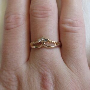 Gold-Tone crown Chevron Ring with Clear Stones - Women Jewelry